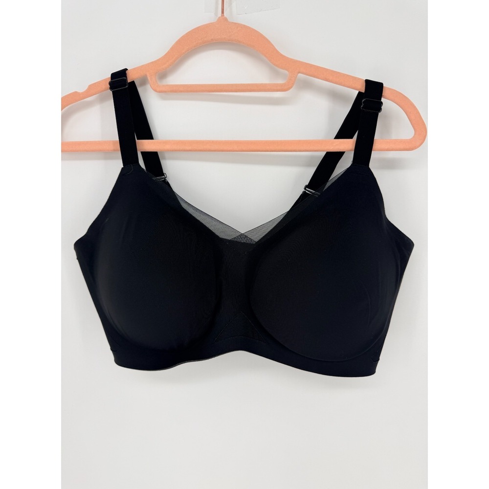 Honeylove Crossover Bra Size 36D/Dd(E) V-Neck Wirefree Comfy Black
